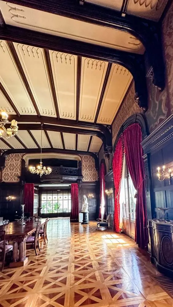 A view of a large dining room in the lavish Herbst Palace Lodz
