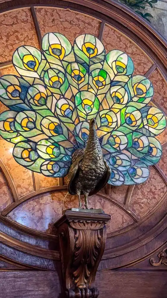 A peacock decoration in a luxury historical palace in Lodz Poland