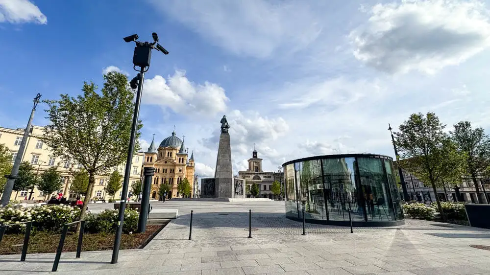 A view of a calm square in Lodz, Poland