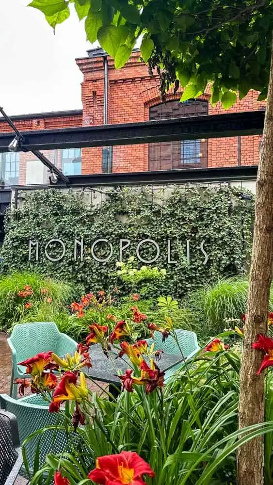 Greenery at a cafe in Monopolis complex in Lodz