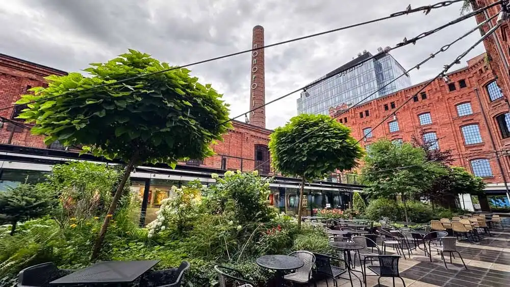 Greenery within a former industrial complex in Lodz