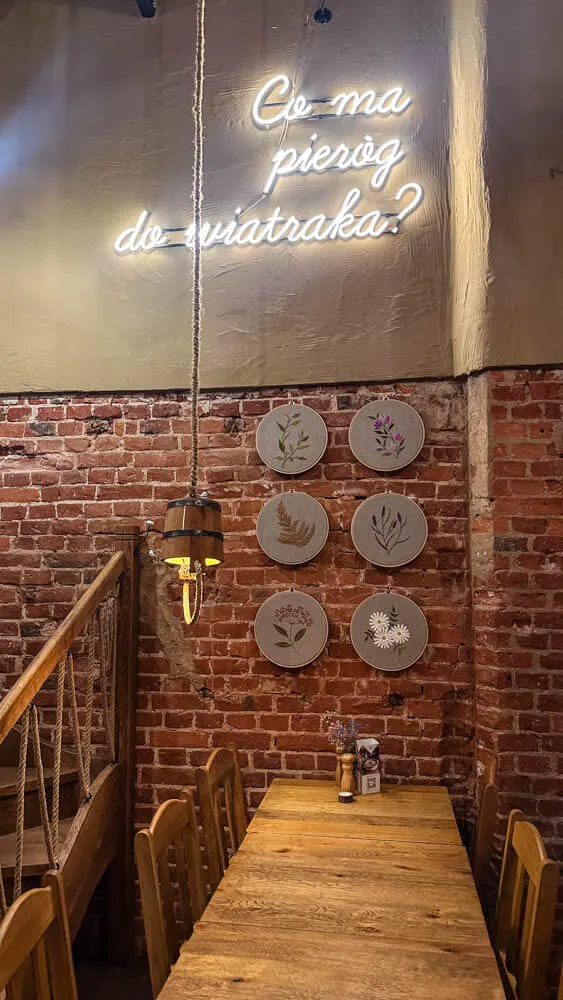 An interior of a Polish dumpling restaurant